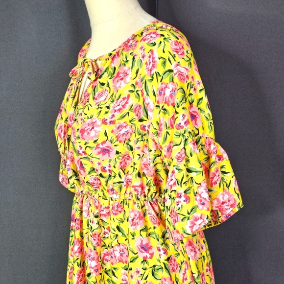 Umgee Floral Yellow and Pink Women's Dress - Picture 2 of 7